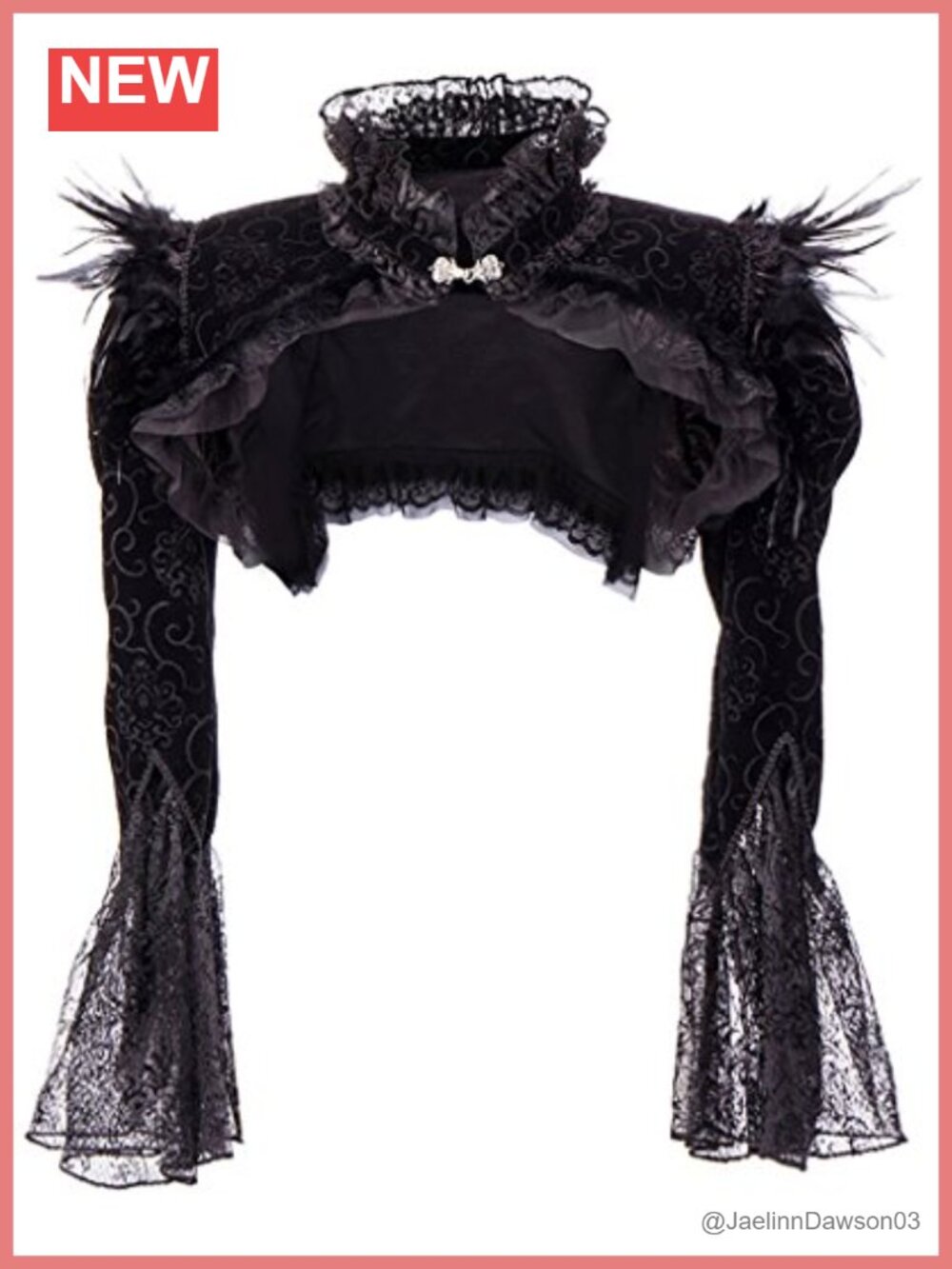 Women's Steampunk Feather Lace Bolero Shrug